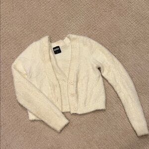 Katie J NYC Cream Fuzzy Cardigan